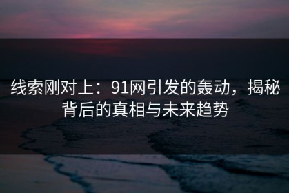 线索刚对上：91网引发的轰动，揭秘背后的真相与未来趋势